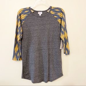 LuLaRoe Randy Raglan T-Shirt Grey Small 3/4 Sleeve